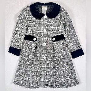 Blueberi Boulevard Black and White Tweed Formal Dress Coat
